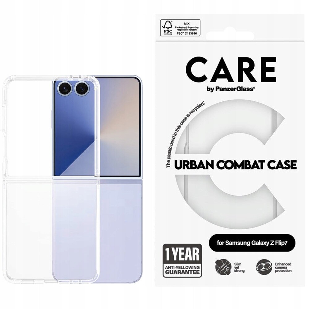 Pouzdro PanzerGlass pro Galaxy Z Flip7, průhledný pouzdro, pevný obal