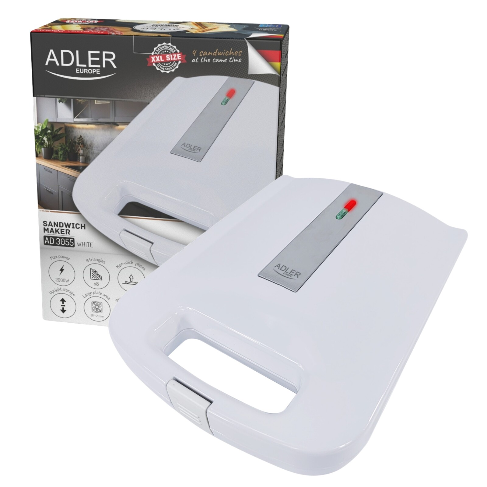 Sendvičovač Toustovač sendvičový trojúhelník 2000 W s nepřilnavou povrchovou úpravou