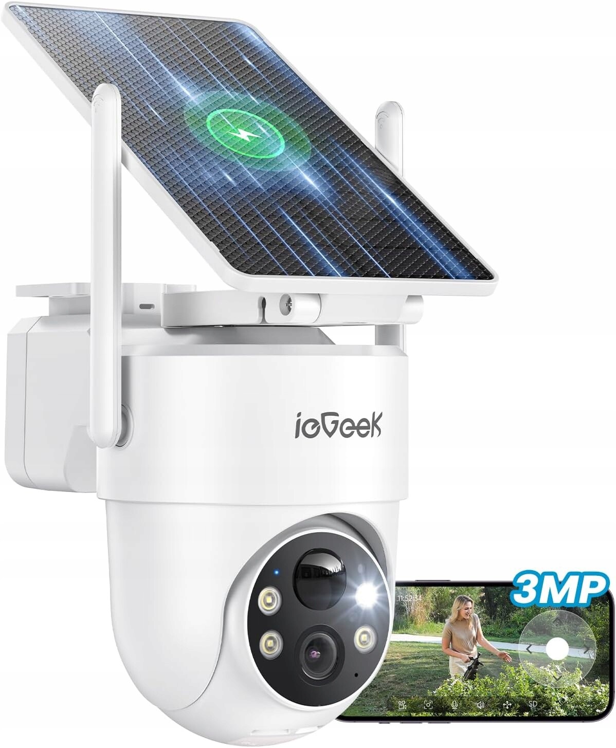 Solární Wifi Kamera Iegeek S5 Monitorování Venkovní Kamera 2K 3MP Smart