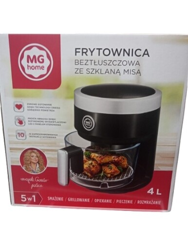 Beztuková Fritéza Airfryer Se Skleněnou Mísou 4 L 1400 W AF24012B Černá