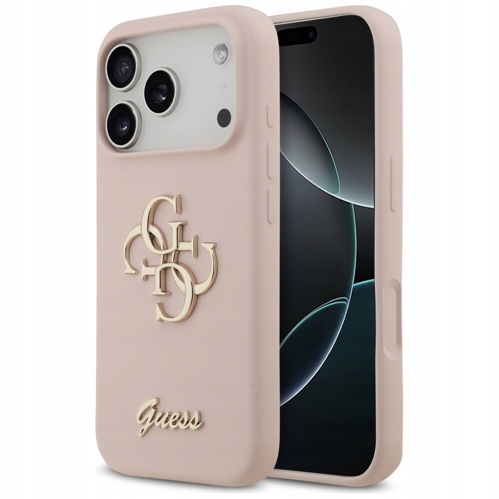 Pouzdro Guess Silicone Big 4G Script pro iPhone 17 Pro, růžové