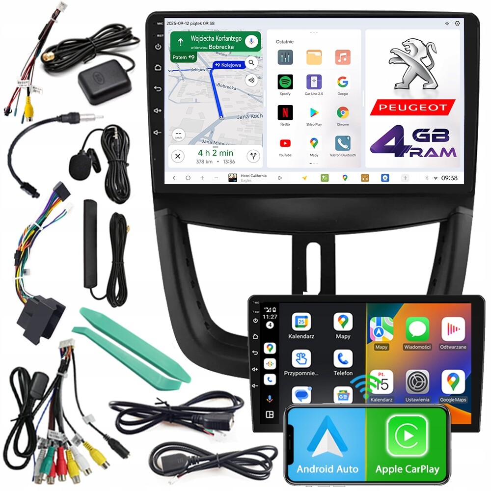 Autorádio Ncs D9 Peugeot 207 2006-2013 Android Navigace 4GB Lte