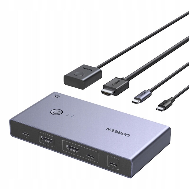 Ugreen CM731 Kvm přepínač 2v1 Usb-c Hdmi 4K 60Hz Usb 3.0 Pd 100W