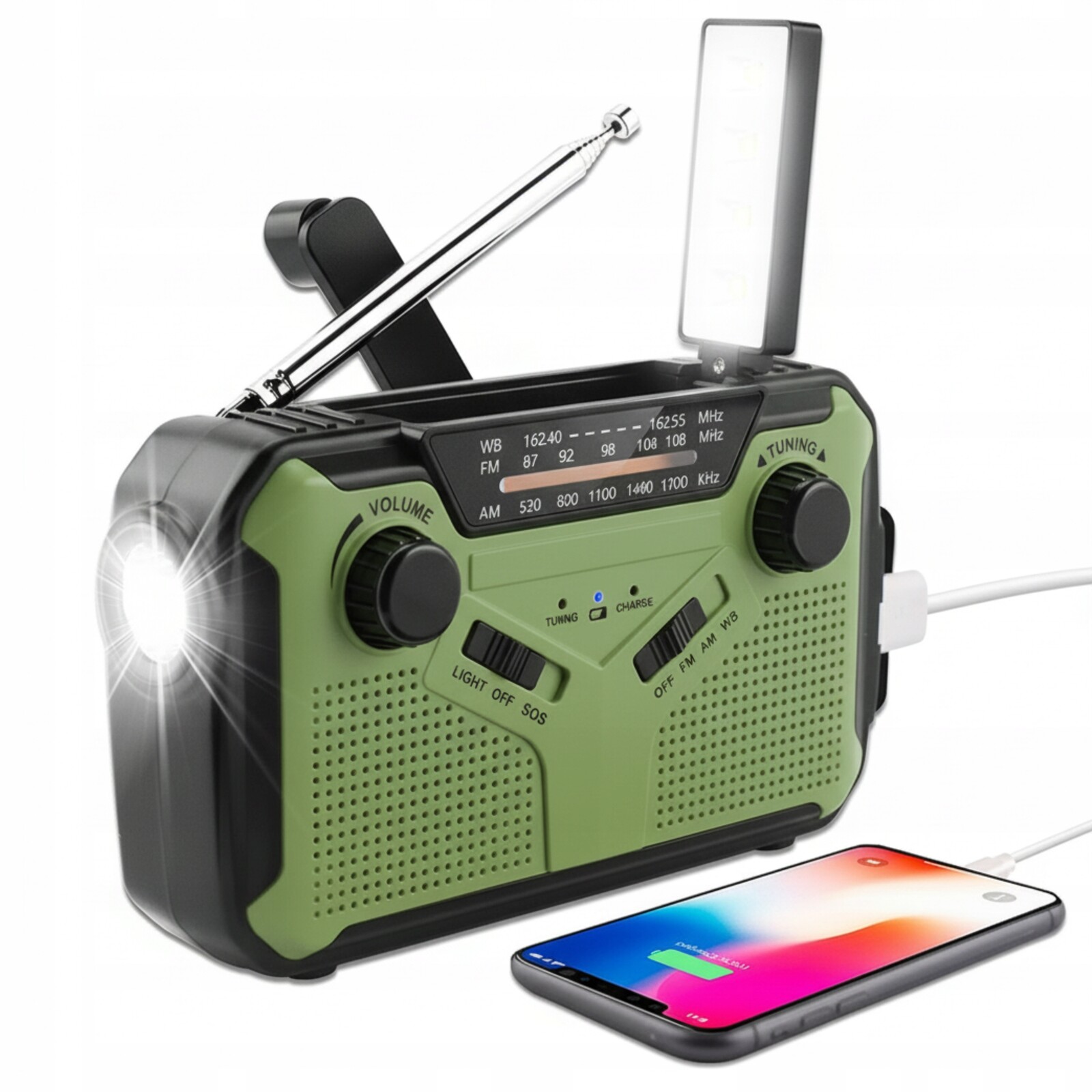 Kuchyňské Přenosné Rádio Solární Stavební Dynamo Svítilna Powerbank 3000 mAh