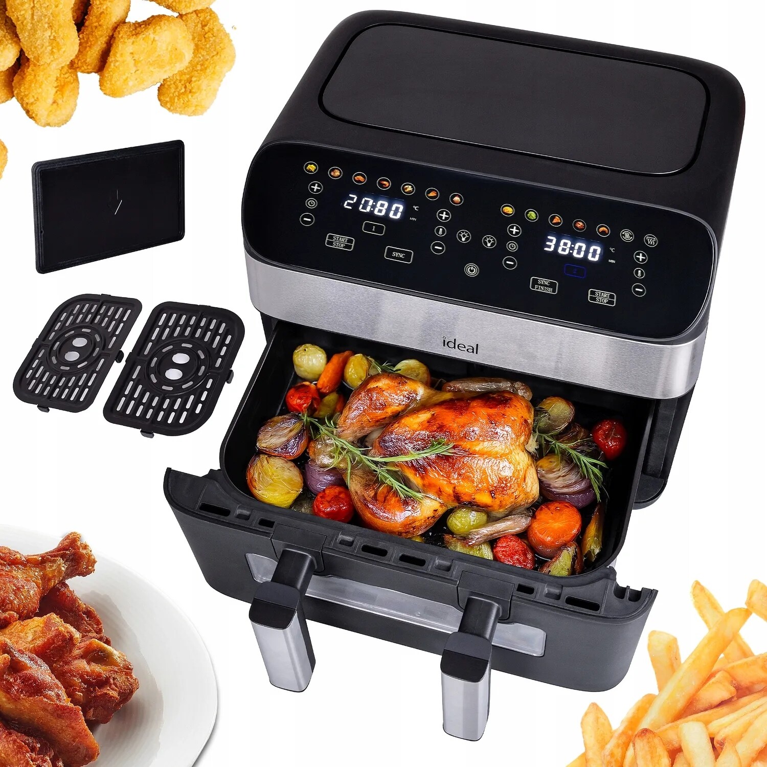 Beztuková Fritéza Air Fryer Eldom Dvojitá 9 L Dvoukomorová Dual Zone