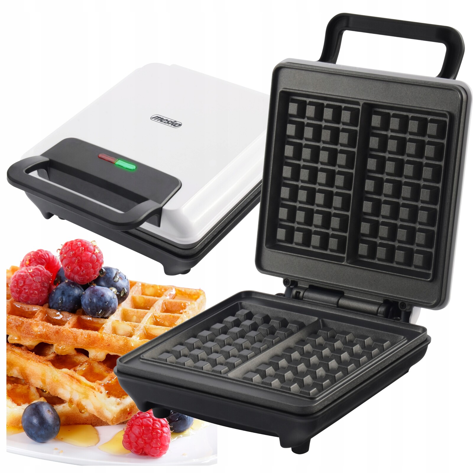 Vaflovač 2 Velké Vafle XXL 1800W Výkonný Mesko MS3091 bílý