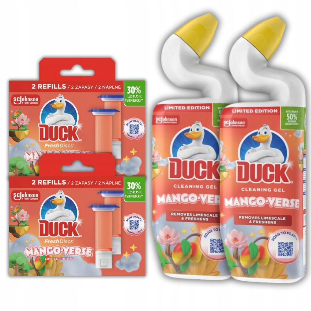 Duck Deep Action čisticí Gel a disky na toalety Mango Verse Mix 4 ks