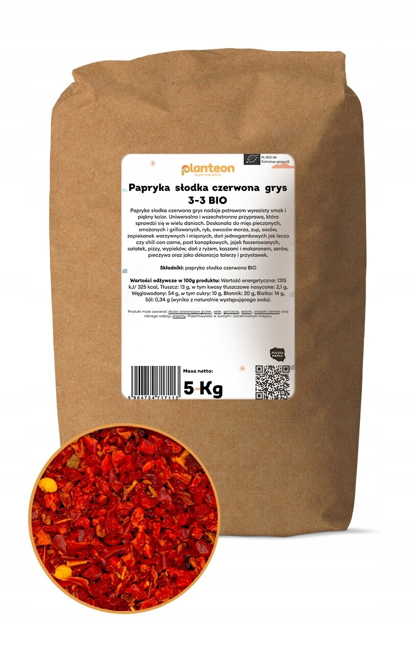 Paprika sladká červená 3-3 Bio 5 kg aromatická koření kořenící směs