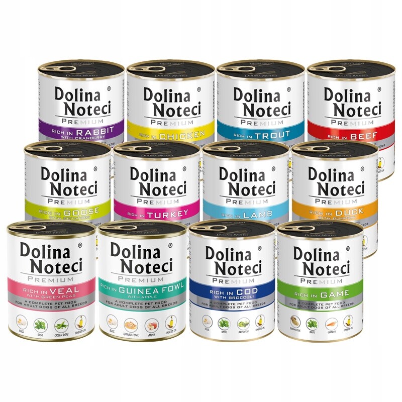 Dolina Noteci Prémiové mokré Vlhké krmivo pro psy MIX Chutí 12x800g