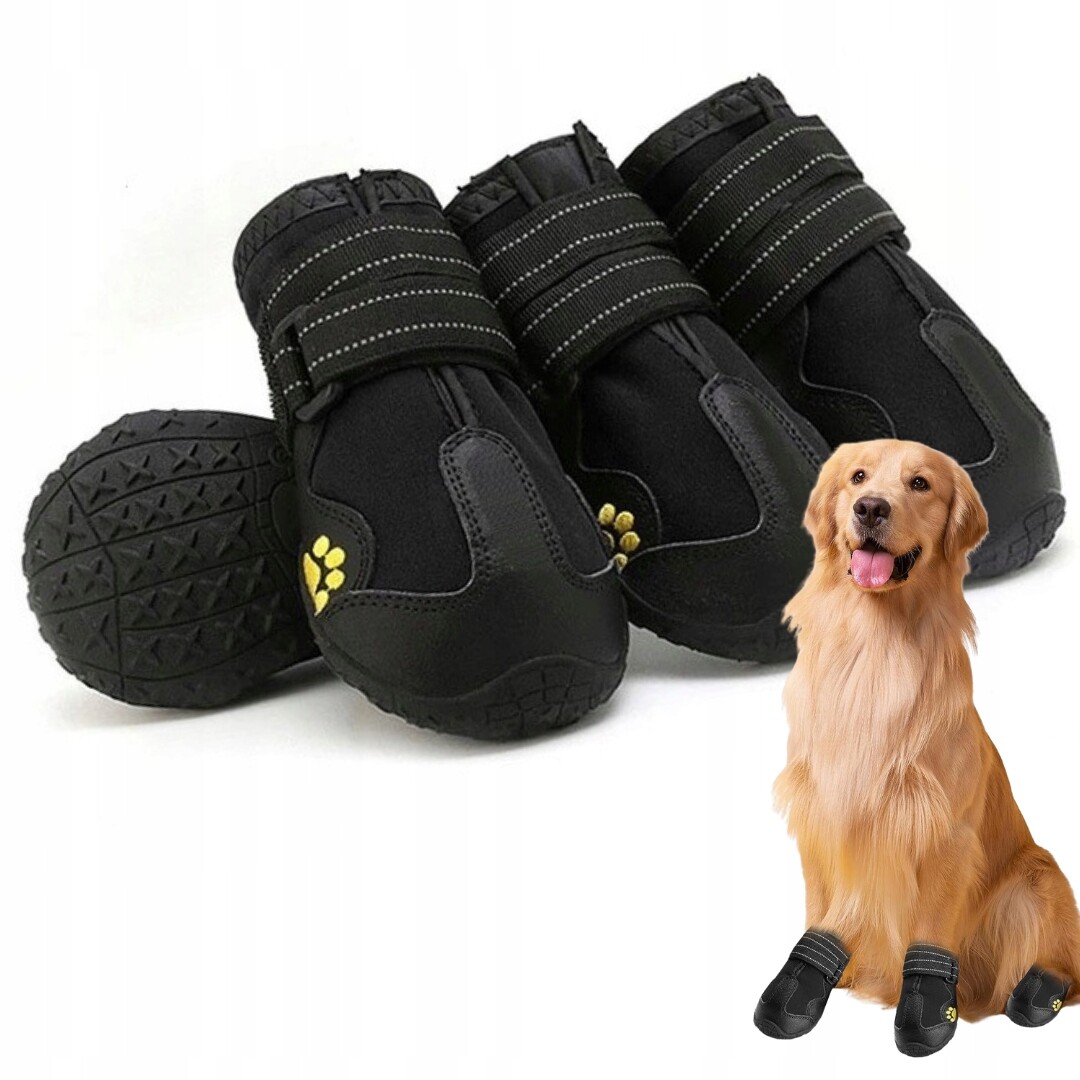 Trekové boty pro psa, voděodolné, protiskluzové #3, černé, 4 ks