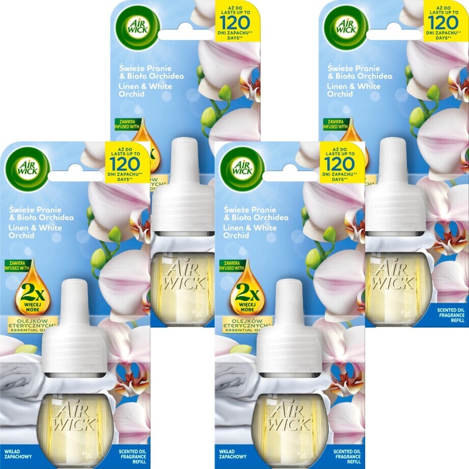 Air Wick Náhradní náplň do osvěžovače čerstvého prádla Bílá Orchidej 19 ml x 4