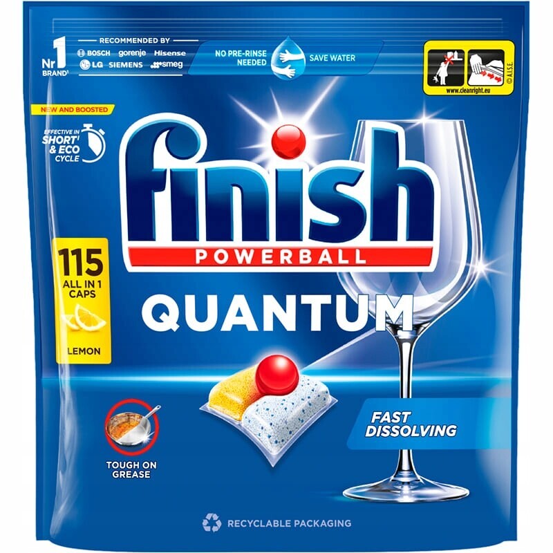 Kapsle Do Myčky Finish Powerball Quantum All In 1 Lemon 115 Ks