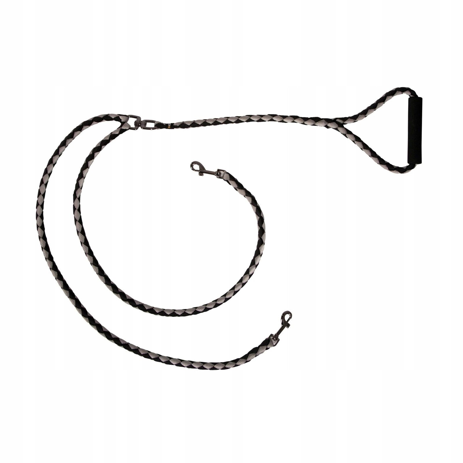 Dvojité Vodítko pro psa, 140 cm x 12 mm, černošedé, Kerbl