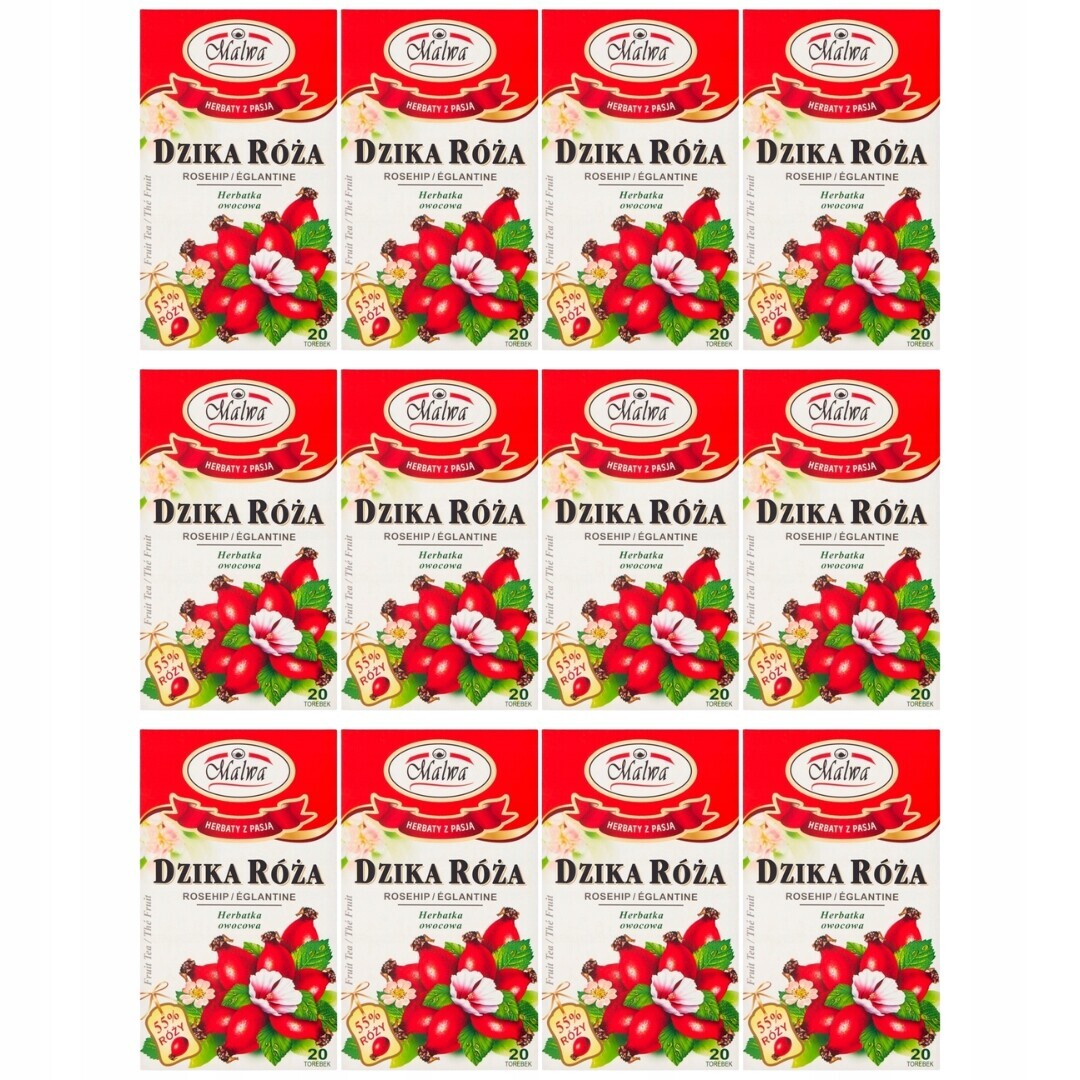 Malwa ovocný čaj šípková růže 40 g (20 x 2 g) x 12 kusů