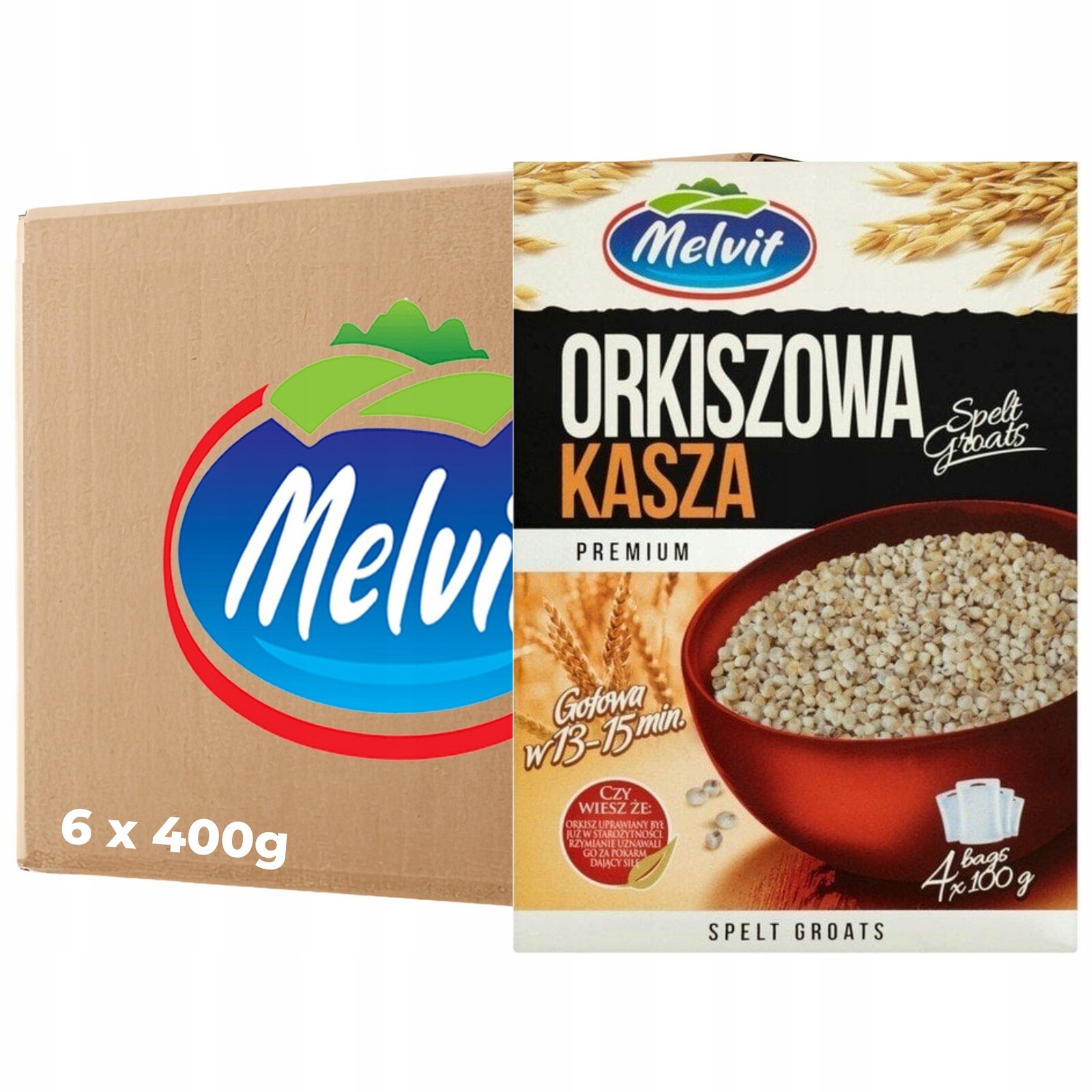 Melvti Premium Špaldová kaše 400 g (4 sáčky) x 6 kusů