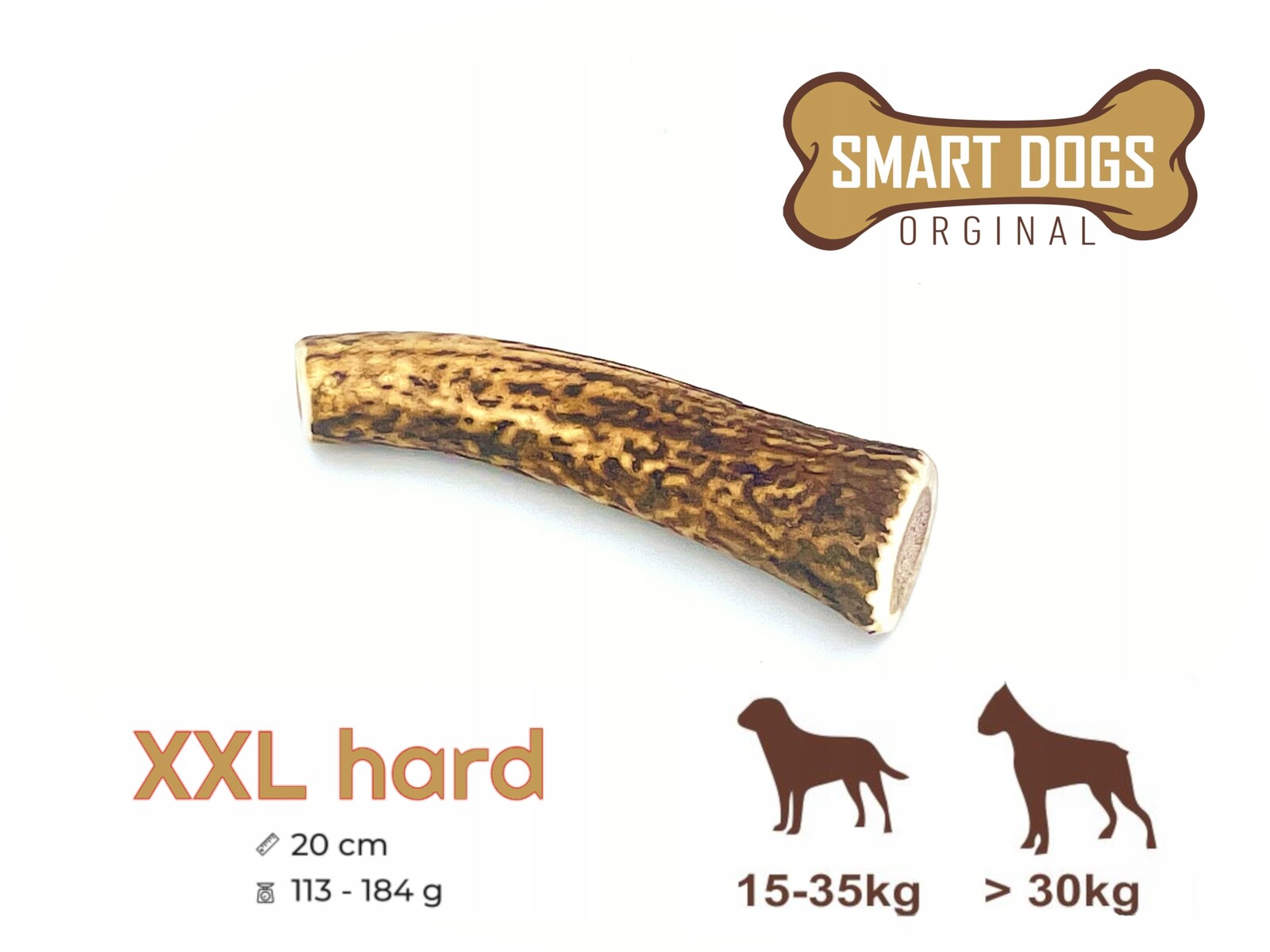 Smart Dogs Kousátko z paroží Jelení parohy XXL Hard 20 cm 114-184 g