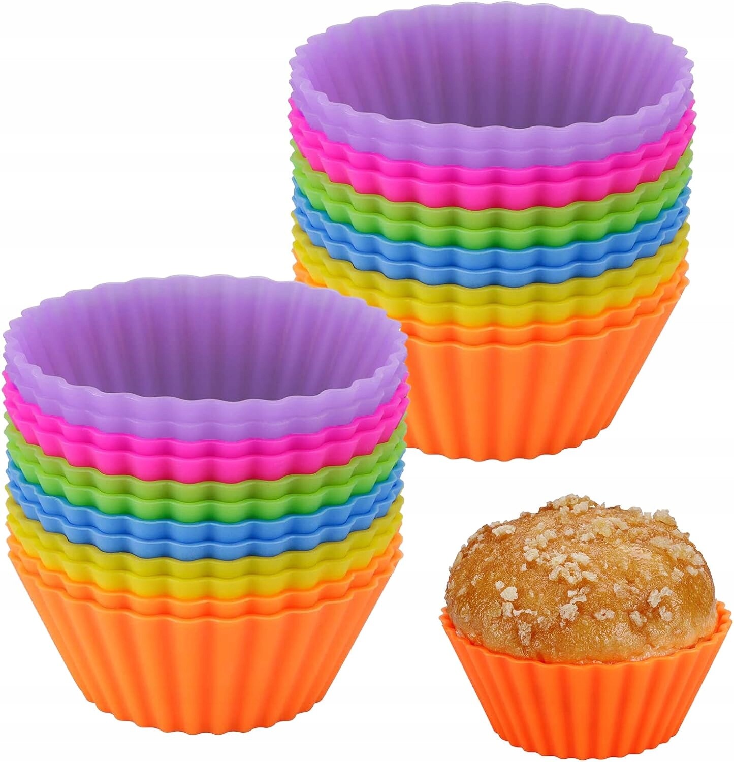 2 x Silikonová Forma Na Muffiny 24 Formičky 6 Barev Odolná Vůči Teplotám