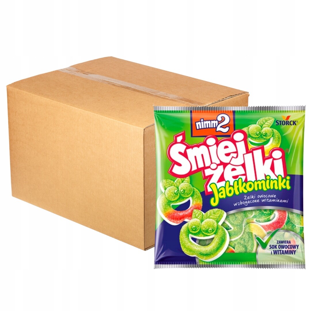 nimm2 Śmiejżelki Jabłkominki Ovocné Želé Bonbony obohacené o vitamíny 90g x24 ks.