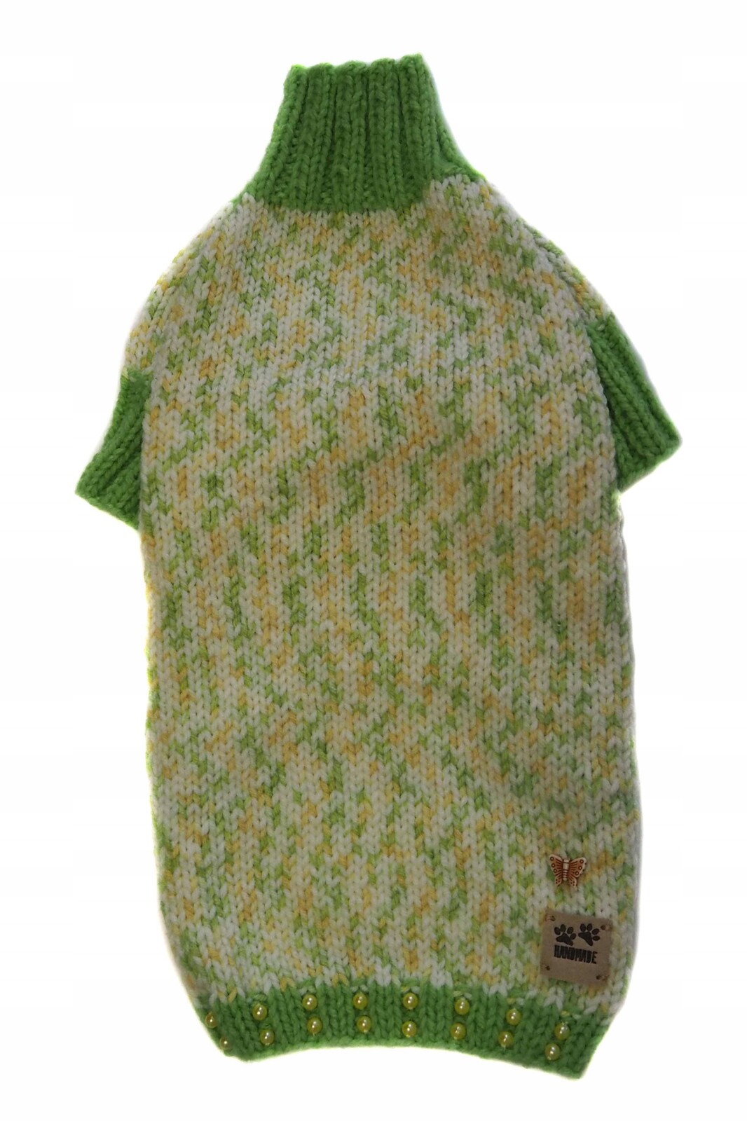 Světle zelený svetr pro psa, ručně vyráběný handmade, velikost L