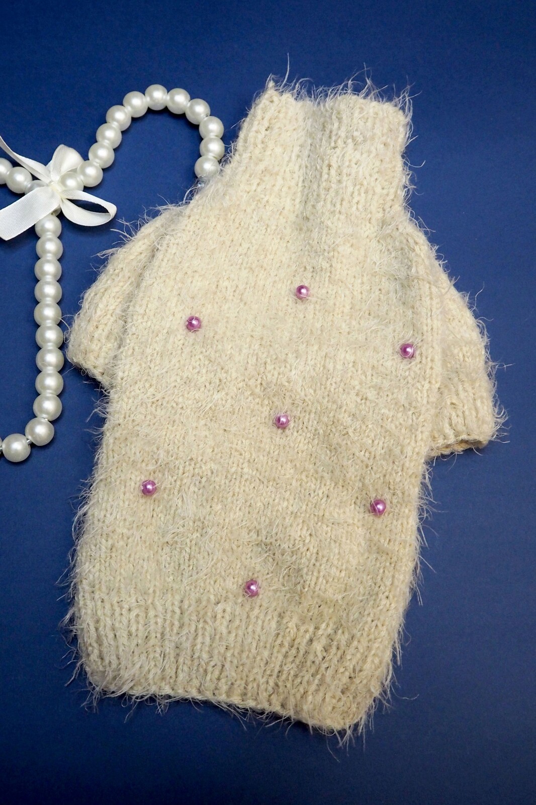 Ručně vyráběný svetr pro psa handmade, zimní oblečení Xs