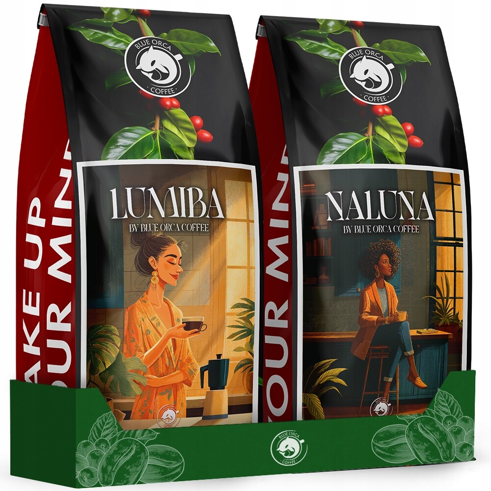 Káva zrnková 1kg x2 Lumiba+Naluna Limited edition 100% Arabica Blue Orca