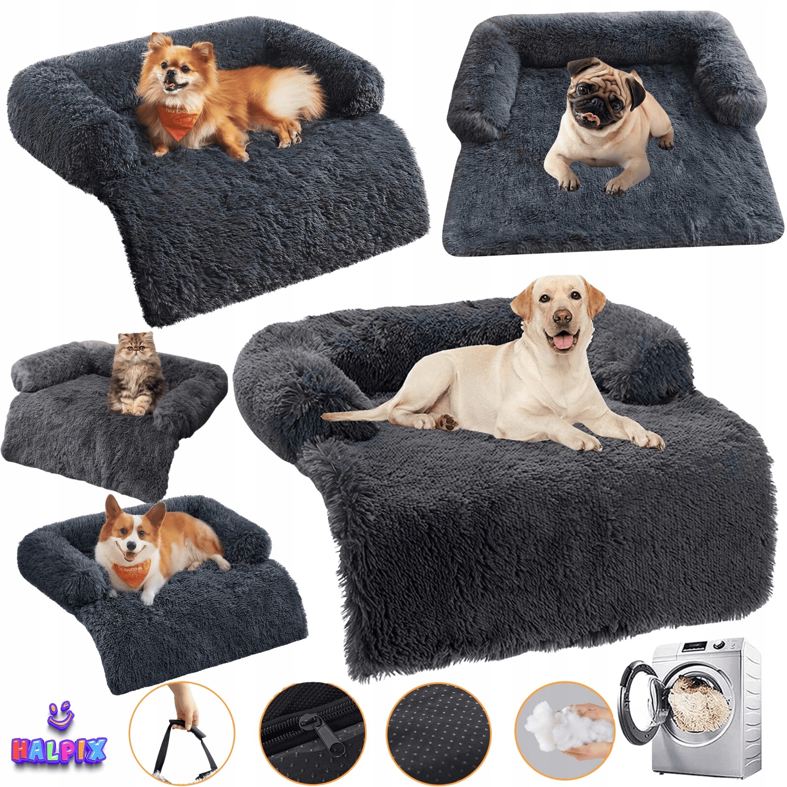 Halpix pohovka, postel s dekou, kobereček pro psy a kočky a ochrana nábytku „s“