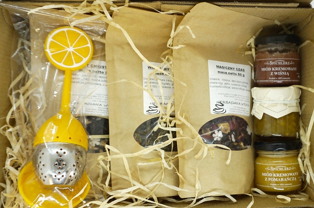 Vánoční Stromeček 3x50 g čaj spařovací jednotka 3x40 g med/zavařenina