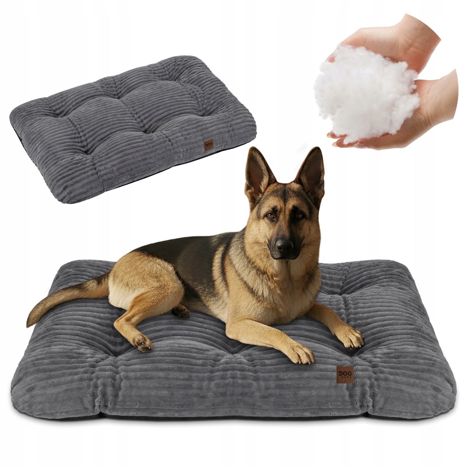 Velký Pelíšek Pelech 100x70 CM Měkká Kožešina Pruháky Šedý Tlustý Polštář