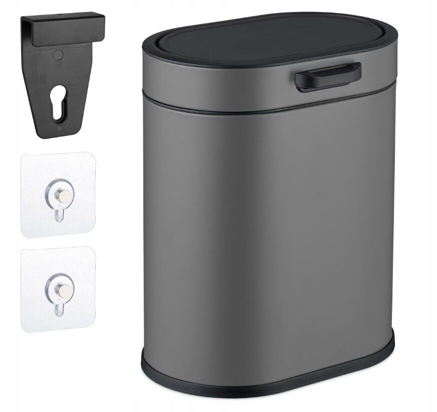 Relaxdays závěsný odpadkový koš, nádoba 5 l, šedá barva