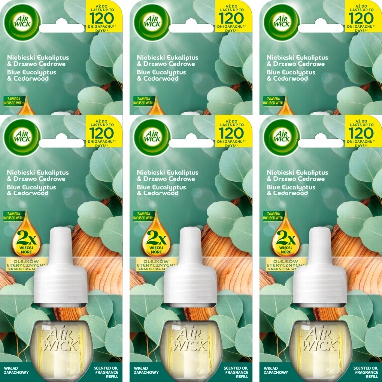 Air Wick Náhradní náplň vůně Modrý eukalyptus Cedrové dřevo 19 ml x 6