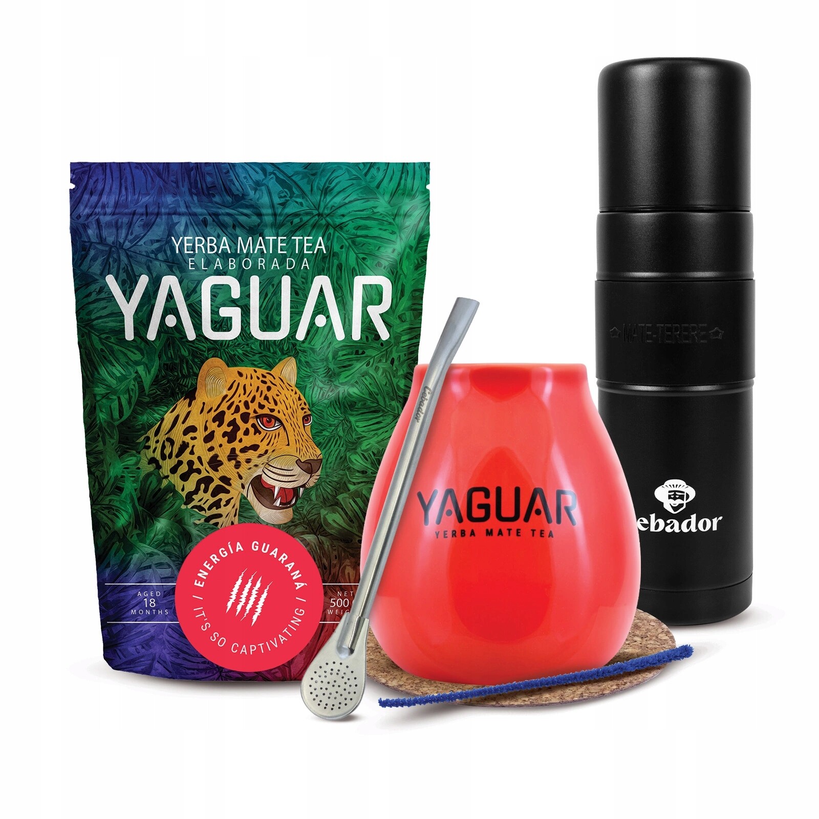 Set Yerba Mate Yaguar Energia Yerbomos XL Cebador 500 g 0,5 kg