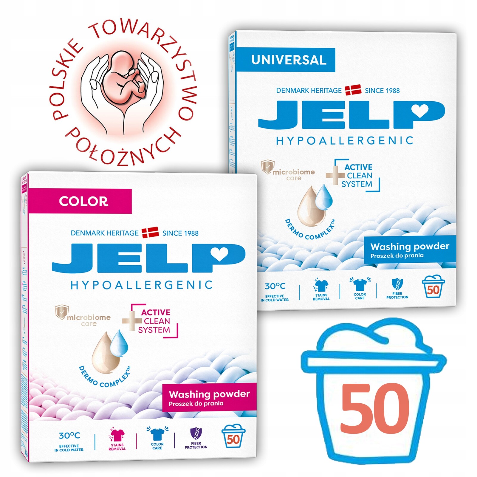 Jelp Hypoallergenní prášek na praní 3 kg barevný karton 50WL Jelp