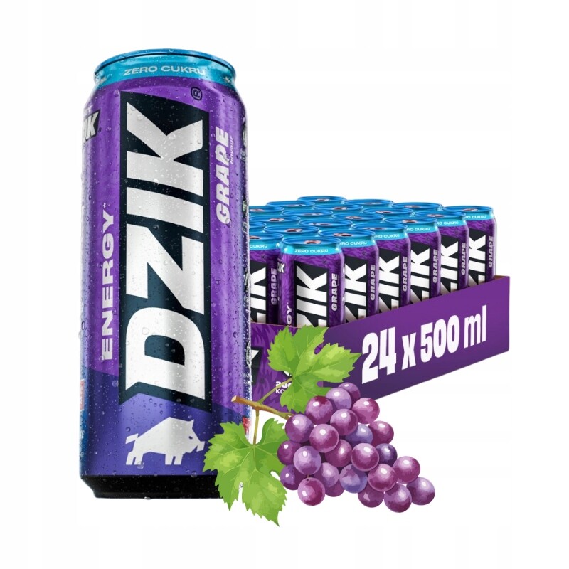 Wk Dzik Energy 500 ml Grape bez cukru energetický nápoj kofein