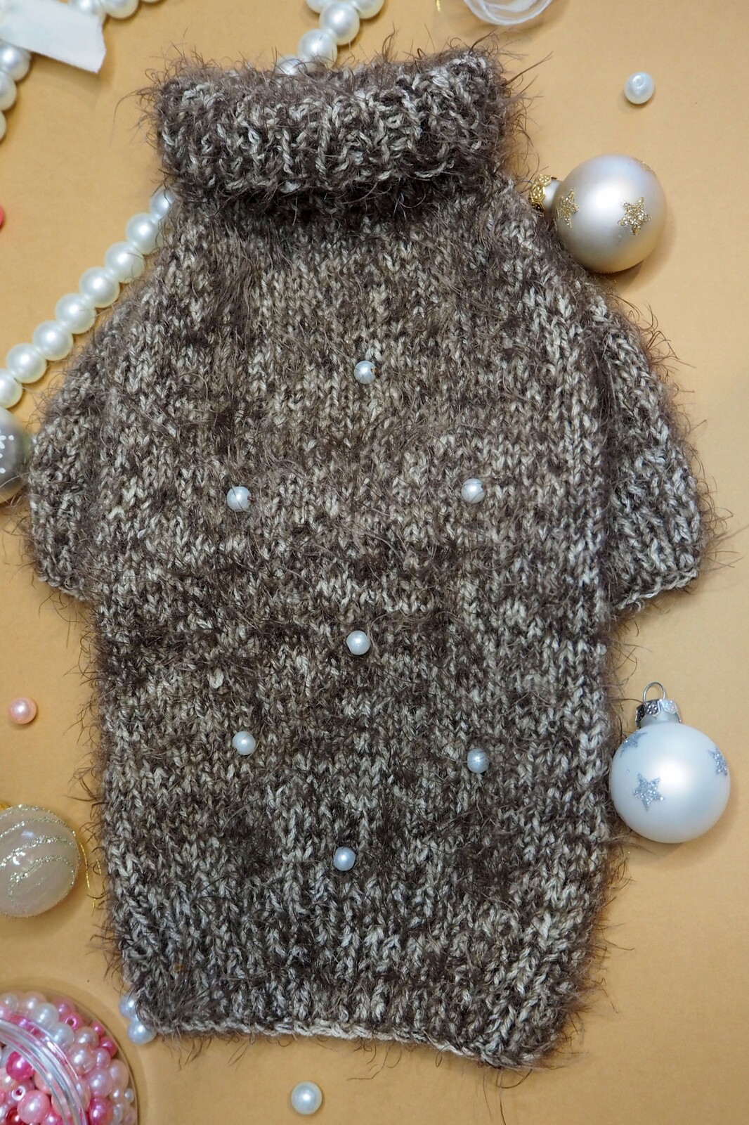 Ručně vyráběný svetr pro psa handmade, zimní oblečení york, maltézský, Xs