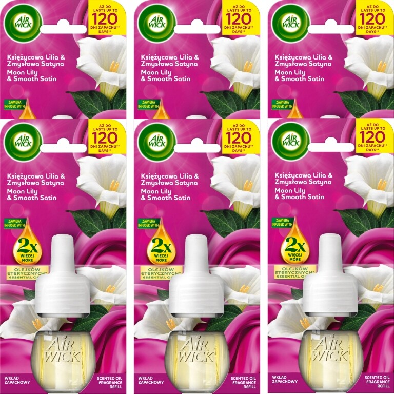 Air Wick Náhradní náplň Vůně Měsíční lilie Smyslná saténová 19 ml 6 Ks