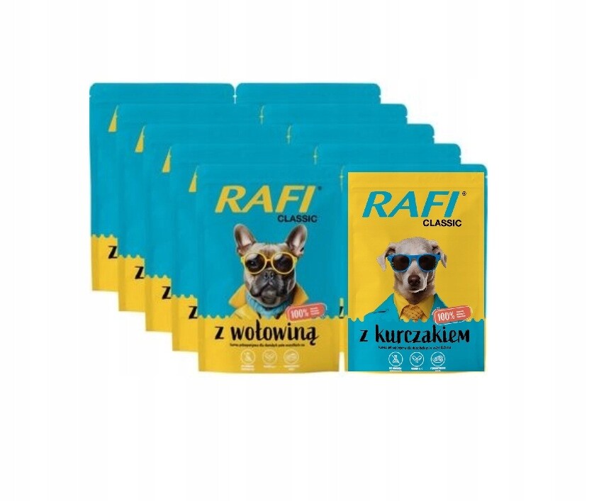 Krmivo pro psy Rafi Classic mix chutí drůbeže a hovězího masa 40x400 g