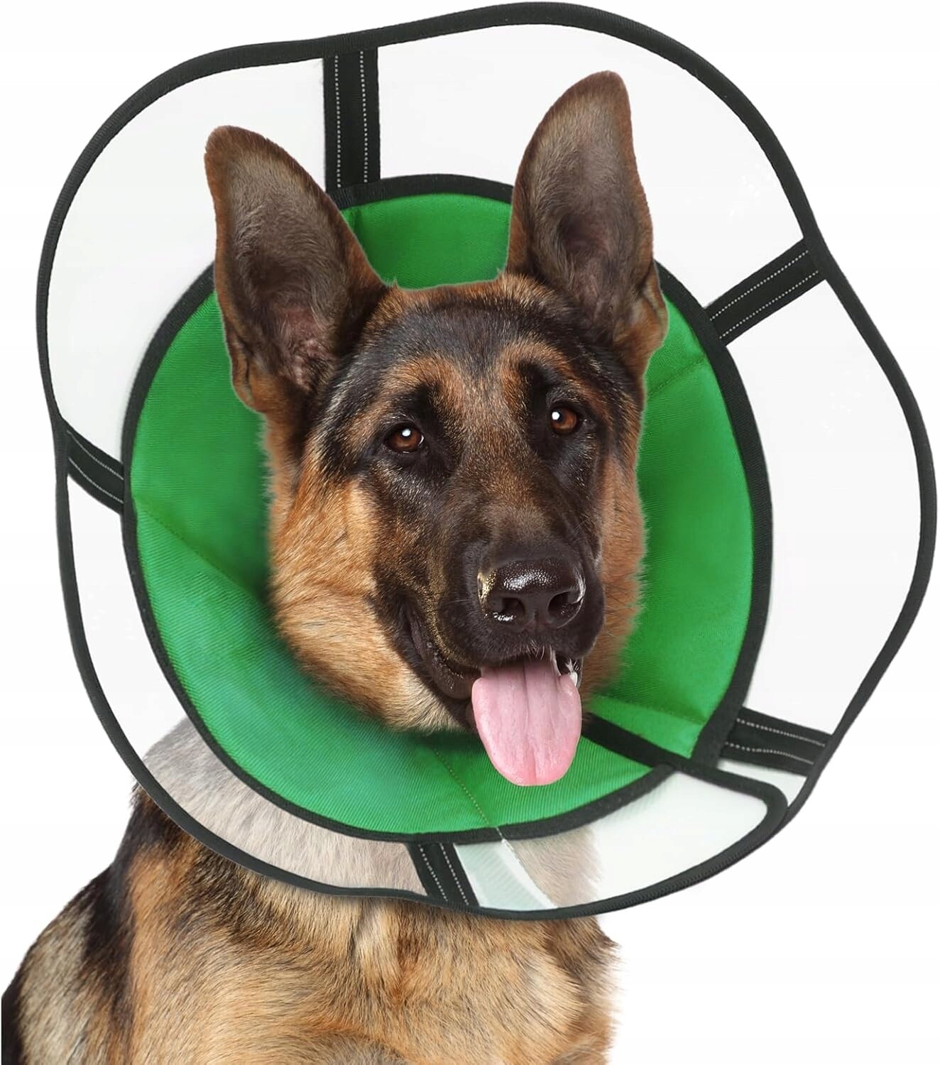 Pooperační límec pro psa, vyztužený, černo zelený, velikost XXXL