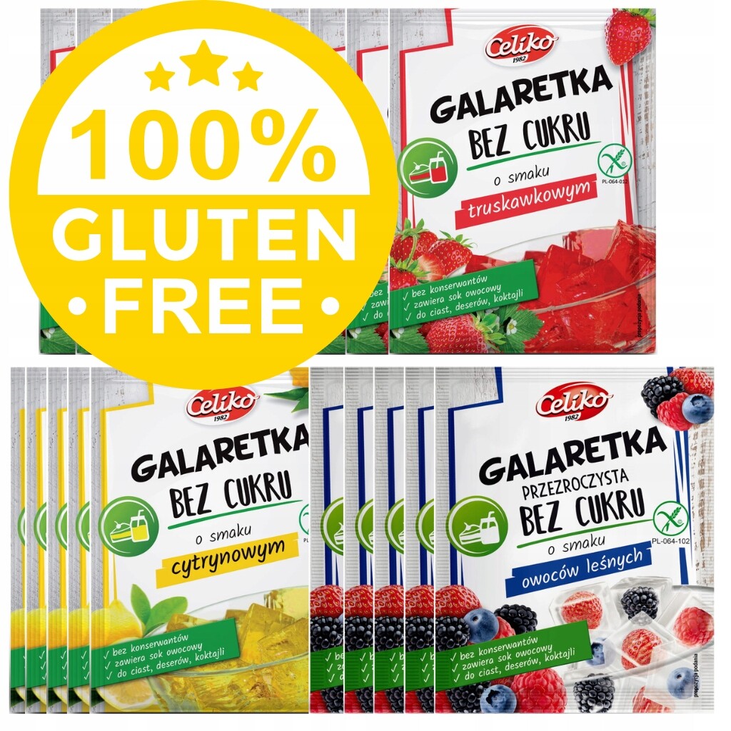 Sada 20 x Bezlepková Želé bez cukru mix chutí Celiko 3 příchutě