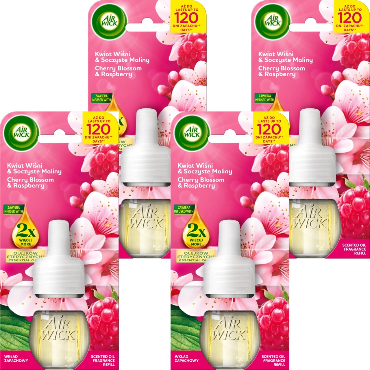 Air Wick Náplň do osvěžovače vzduchu Višňový Květ Šťavnaté maliny 19 ml x 4