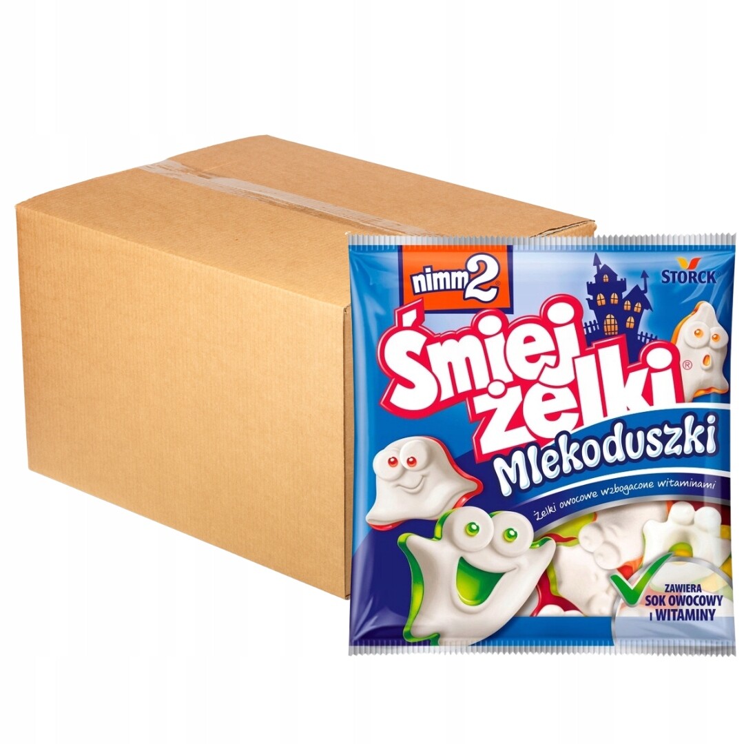 nimm2 Veselé Želé Mléční Duchové Ovocné Želé Bonbony obohacené vitamíny 90g x 18 ks