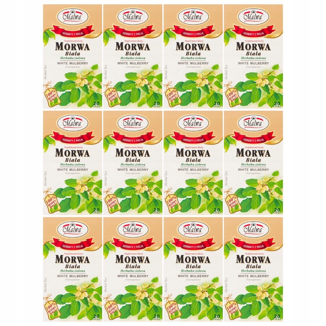 Malwa Doplněk stravy bylinný čaj moruše bílý 40 g (20 x 2 g) x 12 ks