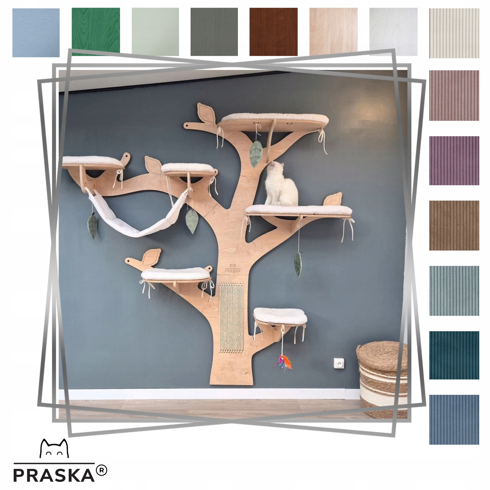 Praska Škrabadlo pro kočky na zeď Stromek Vrba 192x210 cm levostranné