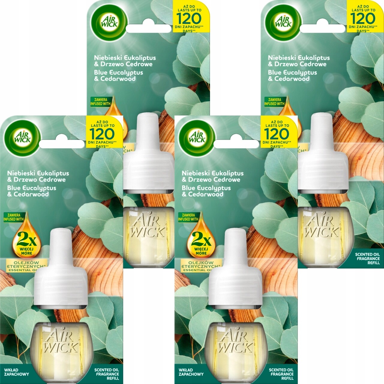 Air Wick Náhradní náplň vůně Modrý eukalyptus Cedrové dřevo 19 ml x4