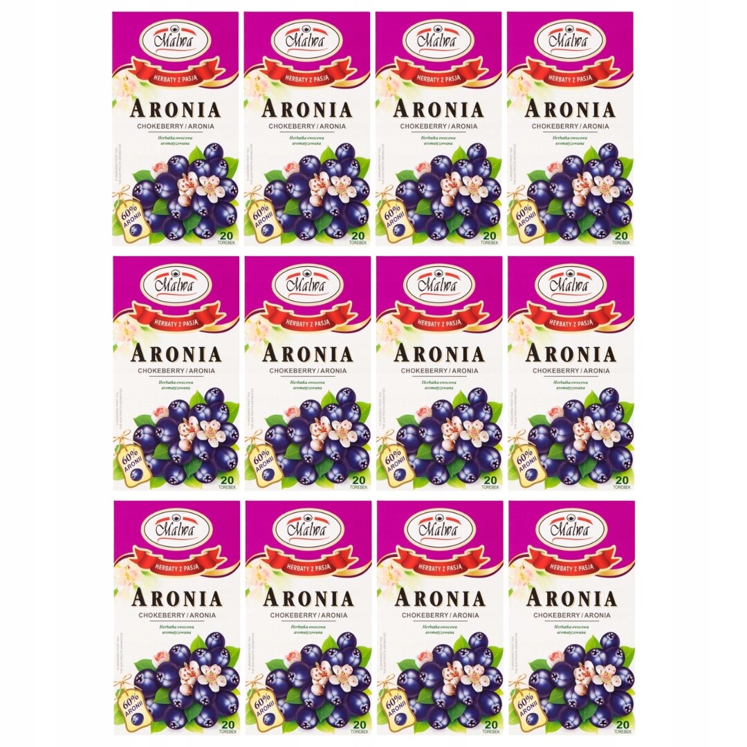 Ovocný čaj Malwa s arónií 40 g (20 x 2 g) x 12 kusů
