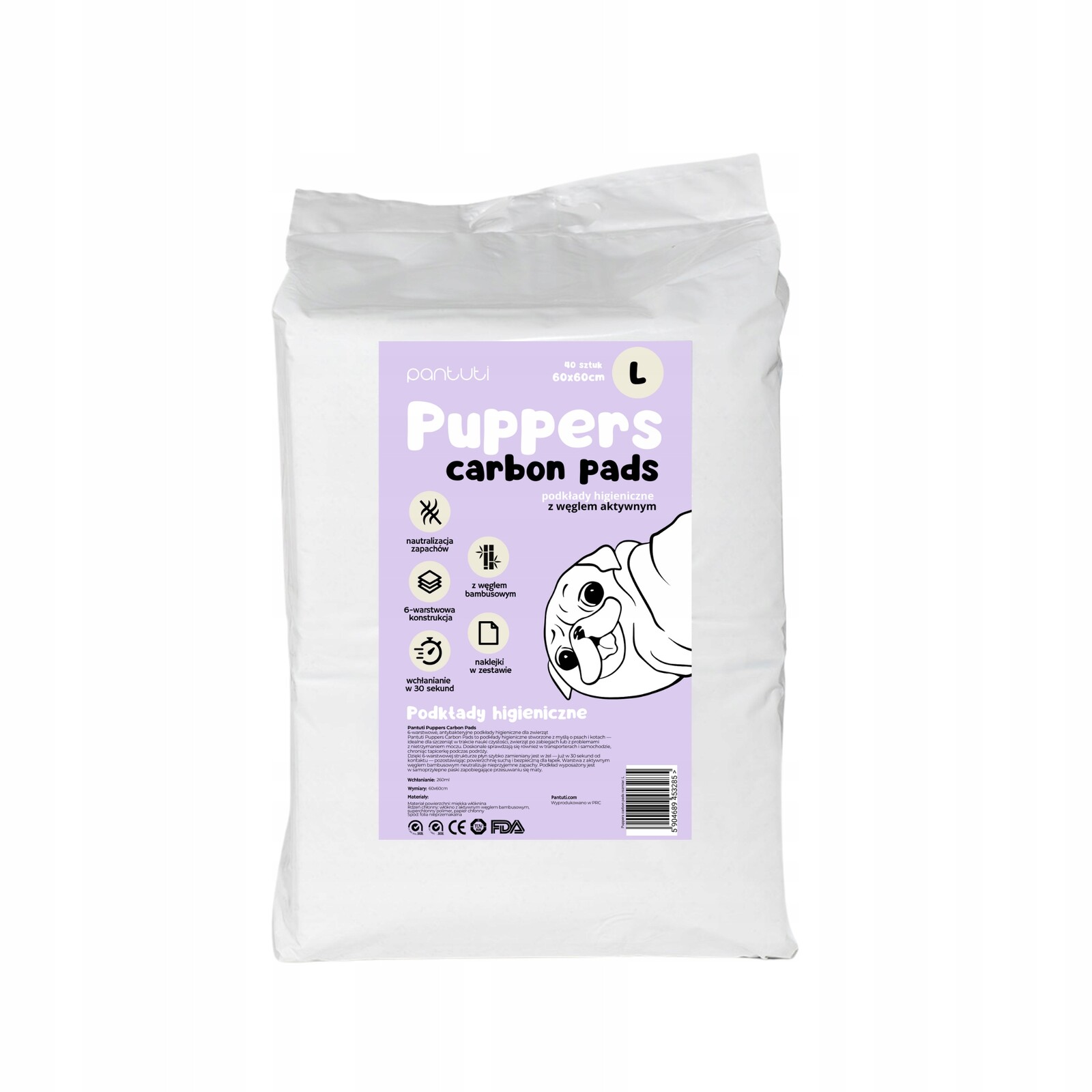 Hygienické podložky pro psa Puppers Carbon Pads L