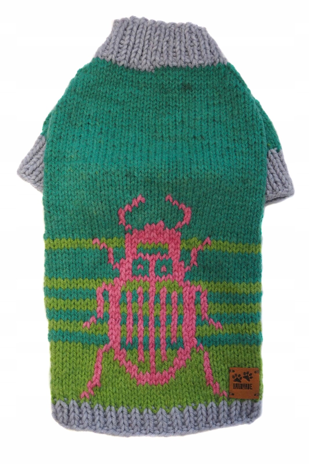 Ručně vyráběný zelený svetr pro psa handmade – zimní oblečení M/L