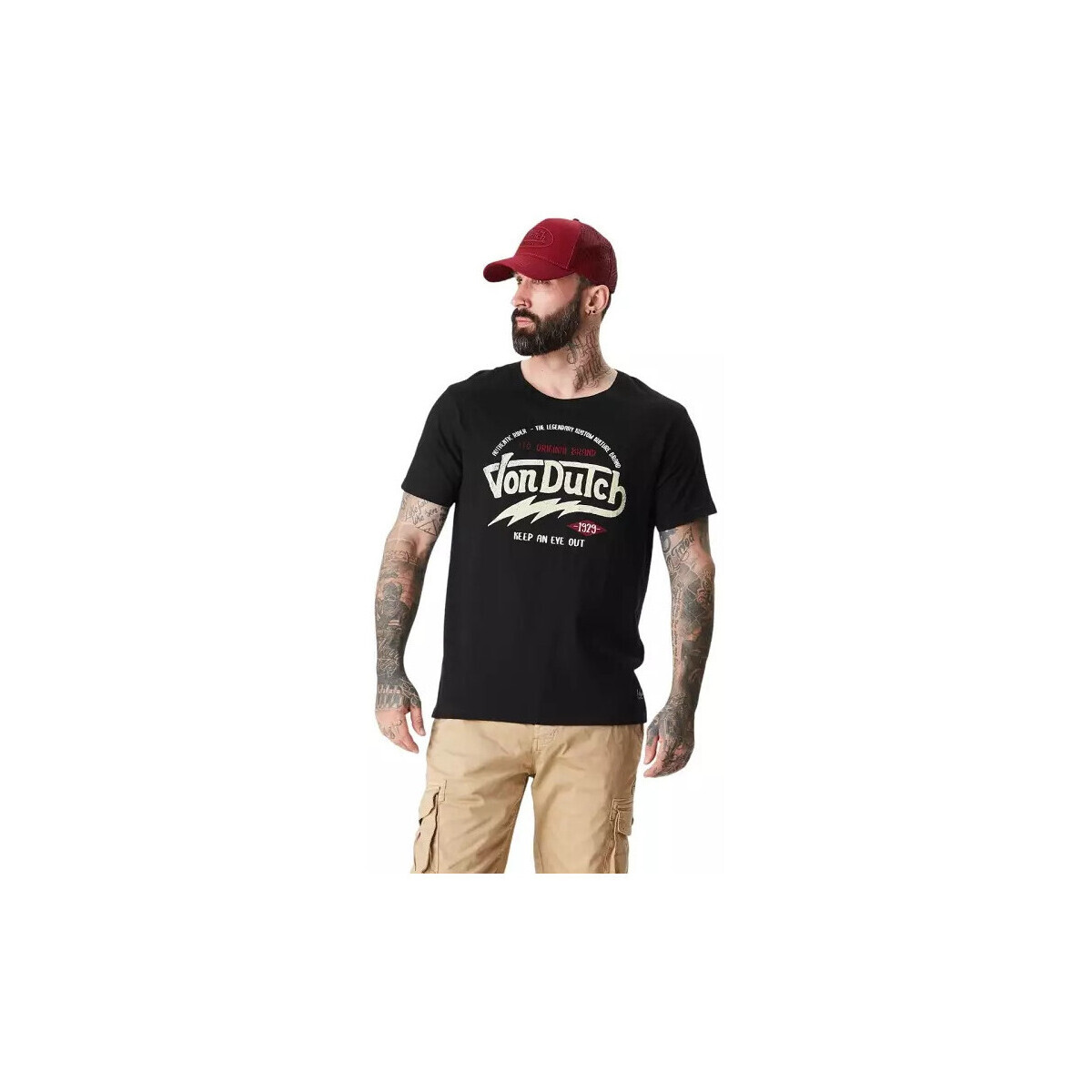 Von Dutch  Tshirt TEE SHIRT SLUB  AVEC LOGO  Černá