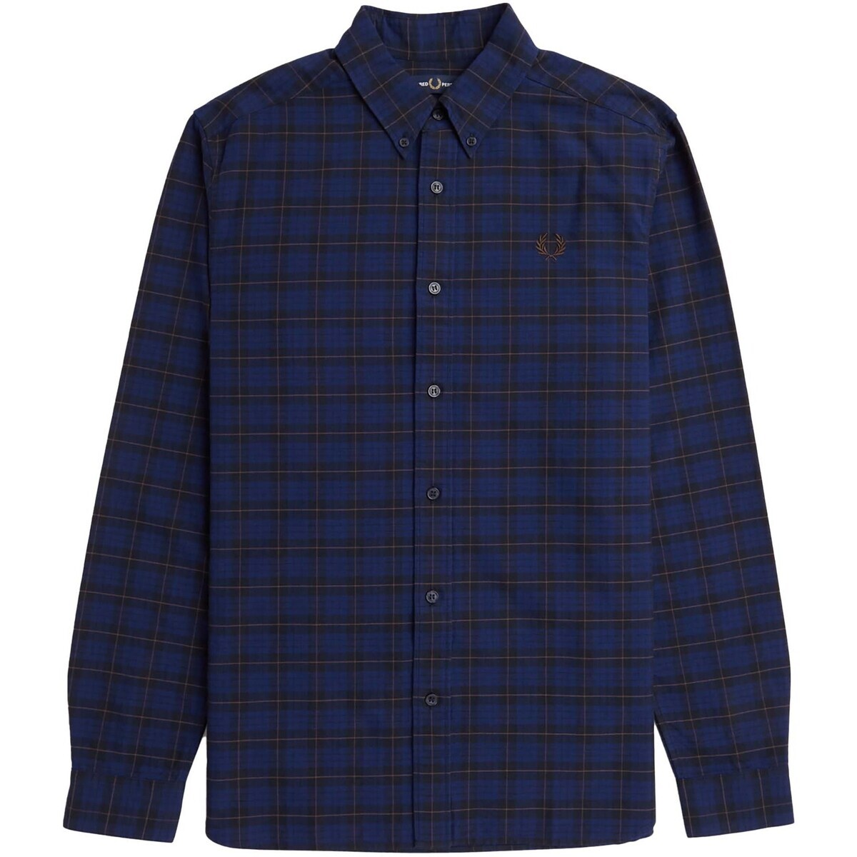 Fred Perry  Fp Tartan Oxford Shirt  Modrá
