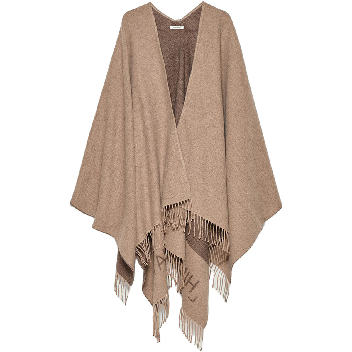 Hinnominate  Poncho In Maglieria Con Frange E Logo Jacquard  Hnědá