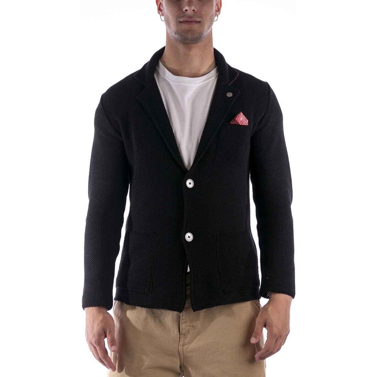 V2brand  Giacca Uomo Pochette Occhio Di Pernice  Černá